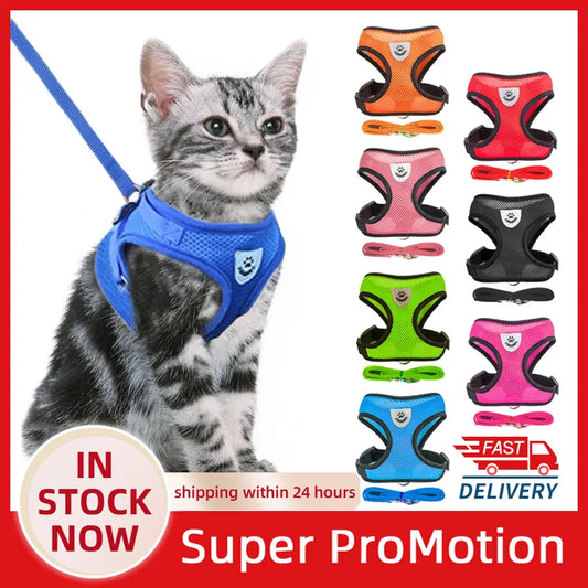 Cat Harness Vest Walking Lead Leash For Puppy Dogs Collar.