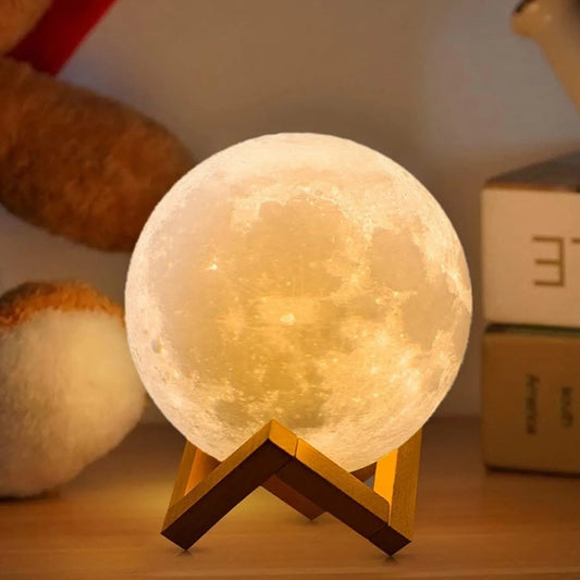 LED Night Light Rechargeable 3D Print Moon Lamp